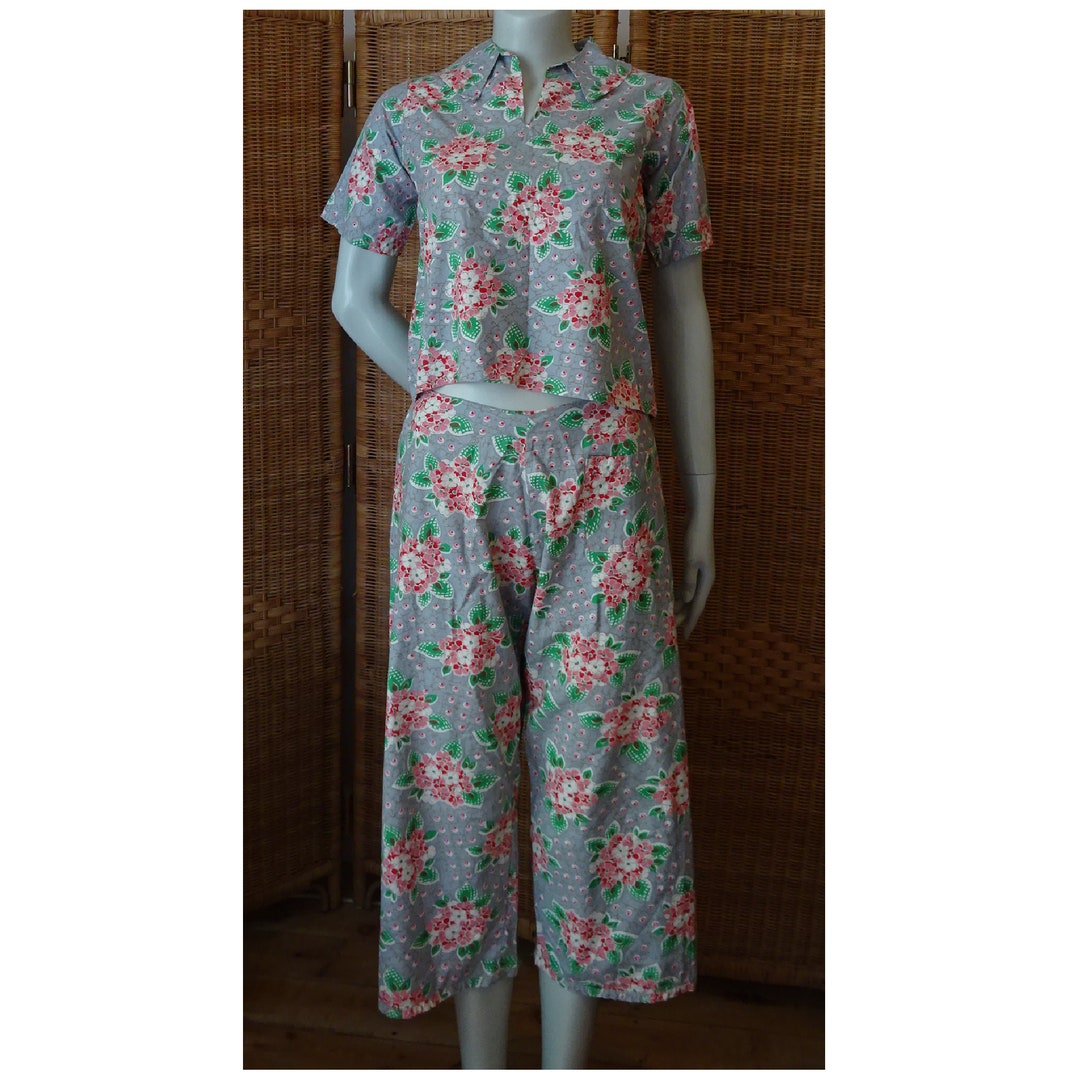 Vintage 1930s/30s Floral Cotton PYJAMAS/PAJAMAS SET Palazzo Jazz Age - Etsy