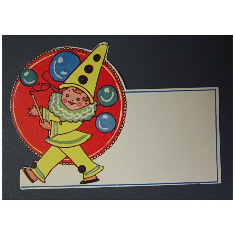 Vintage 1950s50s Children/'s PARTY PLACE CARDS Pixies Clowns Pierrot