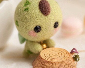 Kit de bordado de lã para bordado, agulha de feltragem, animais fofos, mangá inicial, personagem de desenho animado, dinossauro