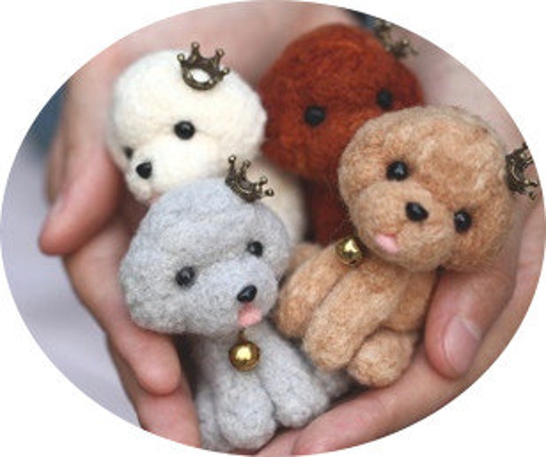 Puppy Wool Needlecraft Needlepoint Needle Felted Felting Cute Animal Kit Handmade Starter Manga Animation Animate Cartoon Character White