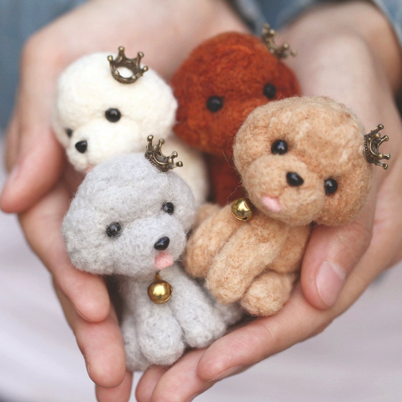 Puppy Wool Needlecraft Needlepoint Needle Felted Felting Cute Animal Kit Handmade Starter Manga Animation Animate Cartoon Character White