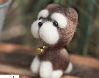 Wool Needlecraft Needlepoint Needle Felted Felting Cute Animal Kit Handmade  Manga Animation Animate Cartoon Game Character, Schnauzer Dog