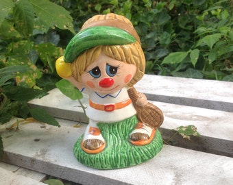 TENNIS PLAYER BANK !!!! VIntage Ceramic Silly,Funny,Little Girl Piggy Bank