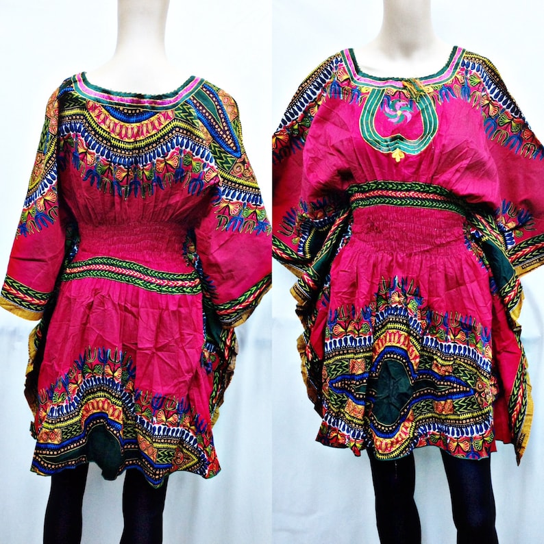 Hippie butterfly wing funky wild long boho African print,dress long pink dress