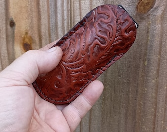 Western Oak Leaf Tooled Formed Leather Harmonica Holder Pouch for Blues Harp, Harmonica Player, Perfect Gift for Musician