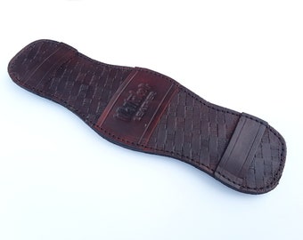 Padded Leather Shoulder Strap Pad: Basket Tooled, Air-Cooled Liner