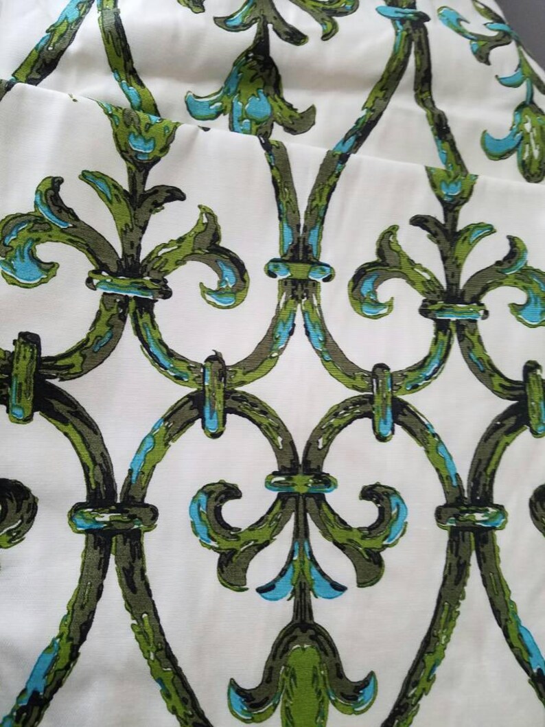 Vintage curtains blue and green Hollywood regency beach
