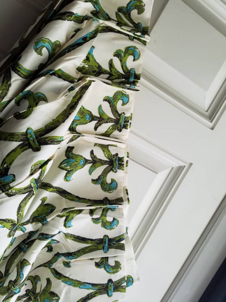 Vintage curtains blue and green Hollywood regency beach