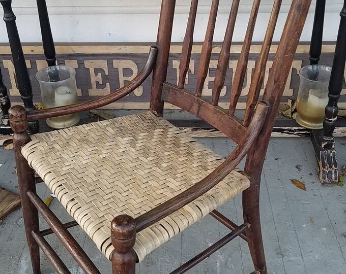 Antique Wood Chair Rushing Cherry Solid Wood Etsy