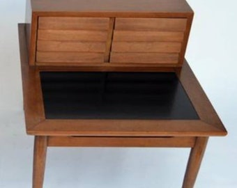 Martinsville mid century modern walnut end table 1950s furniture mcm table vintage end table black top end table