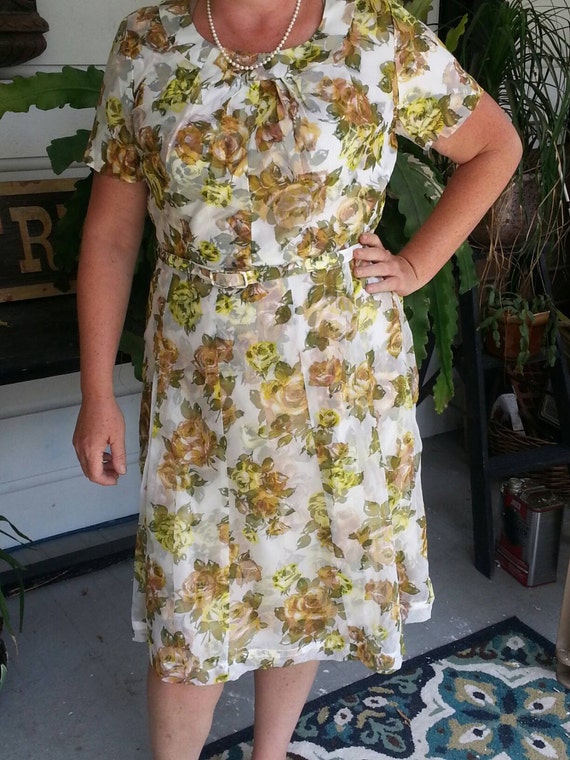 Vintage mid century modern dress party dress 50s f