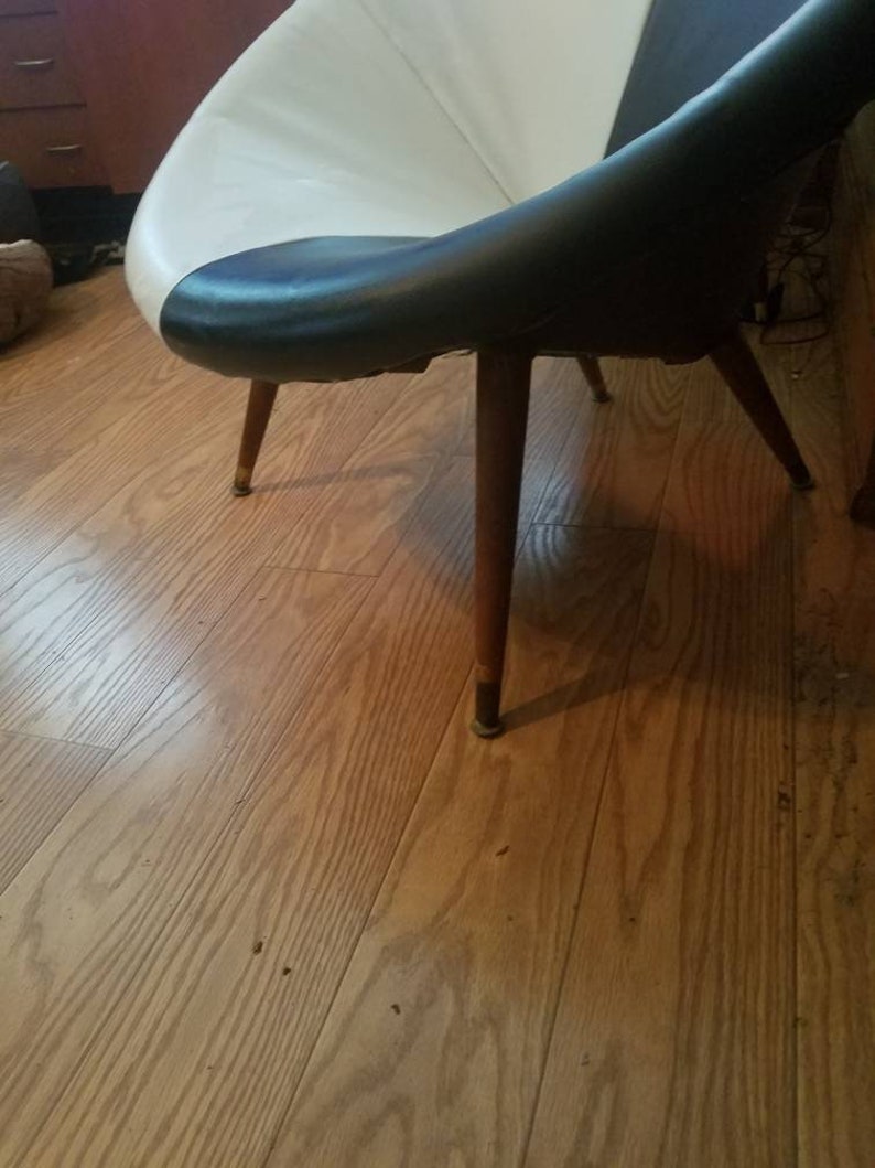 Vintage Mid Century Modern Saucer Chair Round Chair Black Etsy