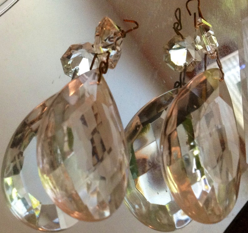Vintage Chandelier crystals 3 12 prism teardrop hexagon