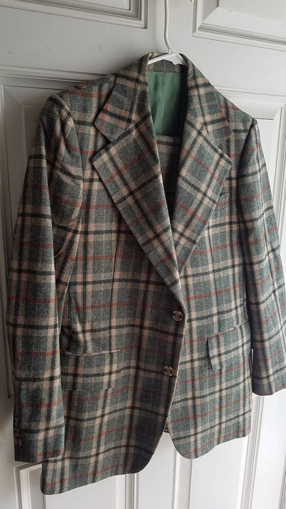 Mens wool plaid suit mid century modern 1950 1960