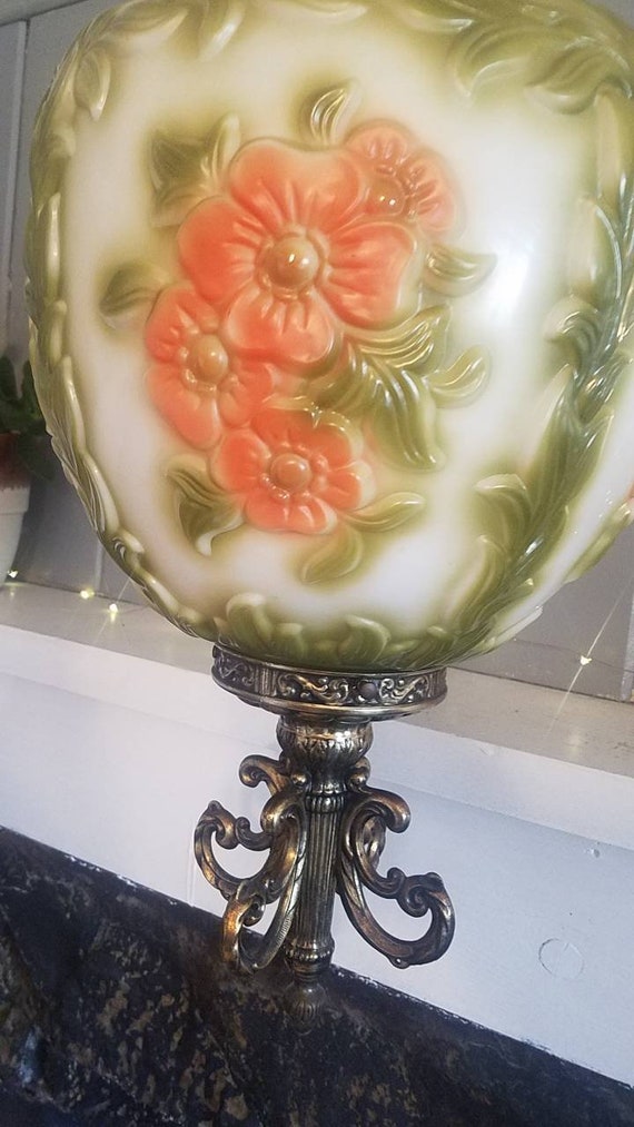 Vintage Swag Light Orange Green 1960's Home Decor BOHO Light
