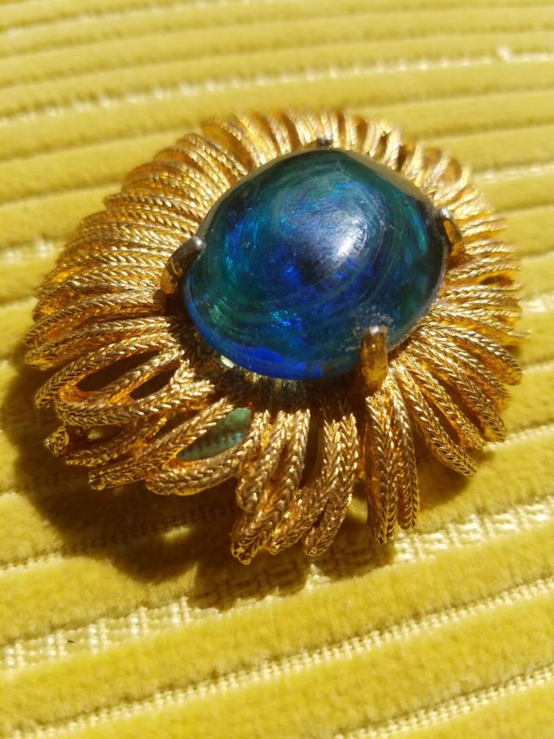 Vintage Jewelry Brooches Gold Blue Pin Etsy