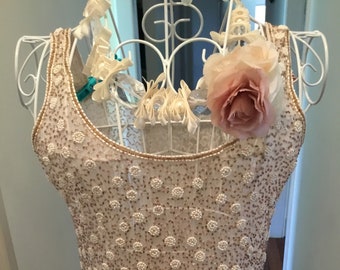 Vintage beaded top, Art Deco top, flapper inspired retro top, free shipping