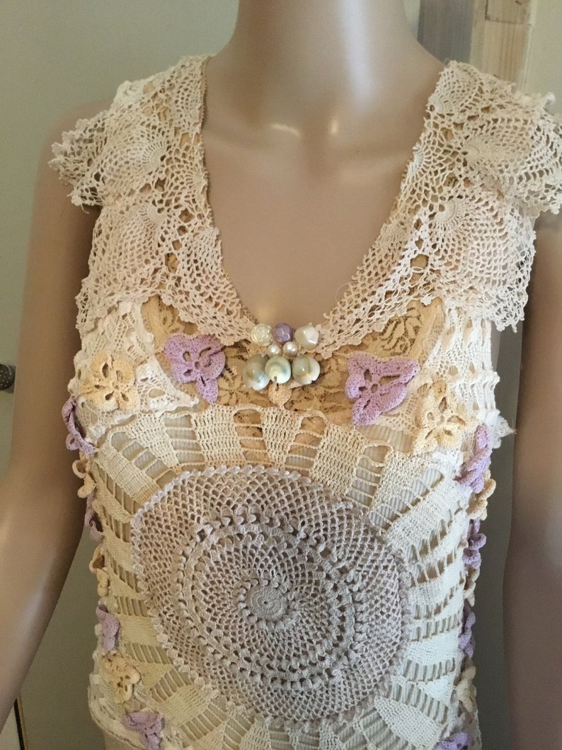 Vintage Doilie Dress Beige Crochet Doilies Wedding Dress Etsy Australia