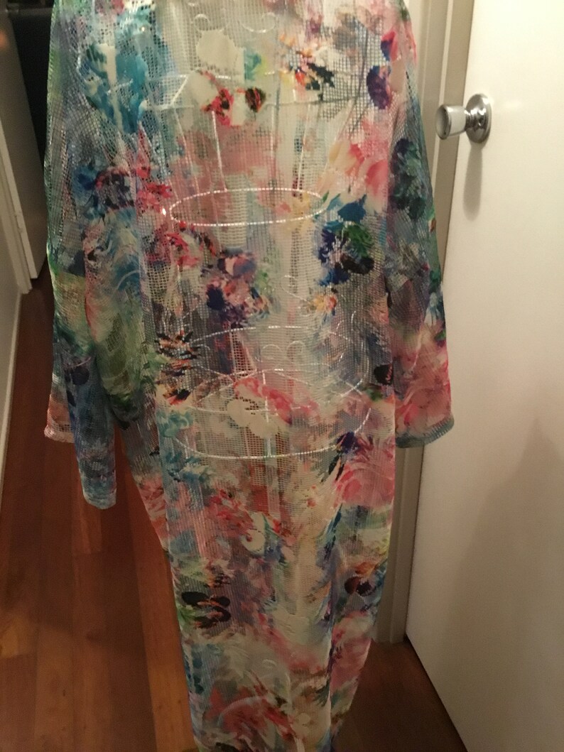 Multicoloured Mesh Duster Floral Duster Maxi Dusterwedding Etsy