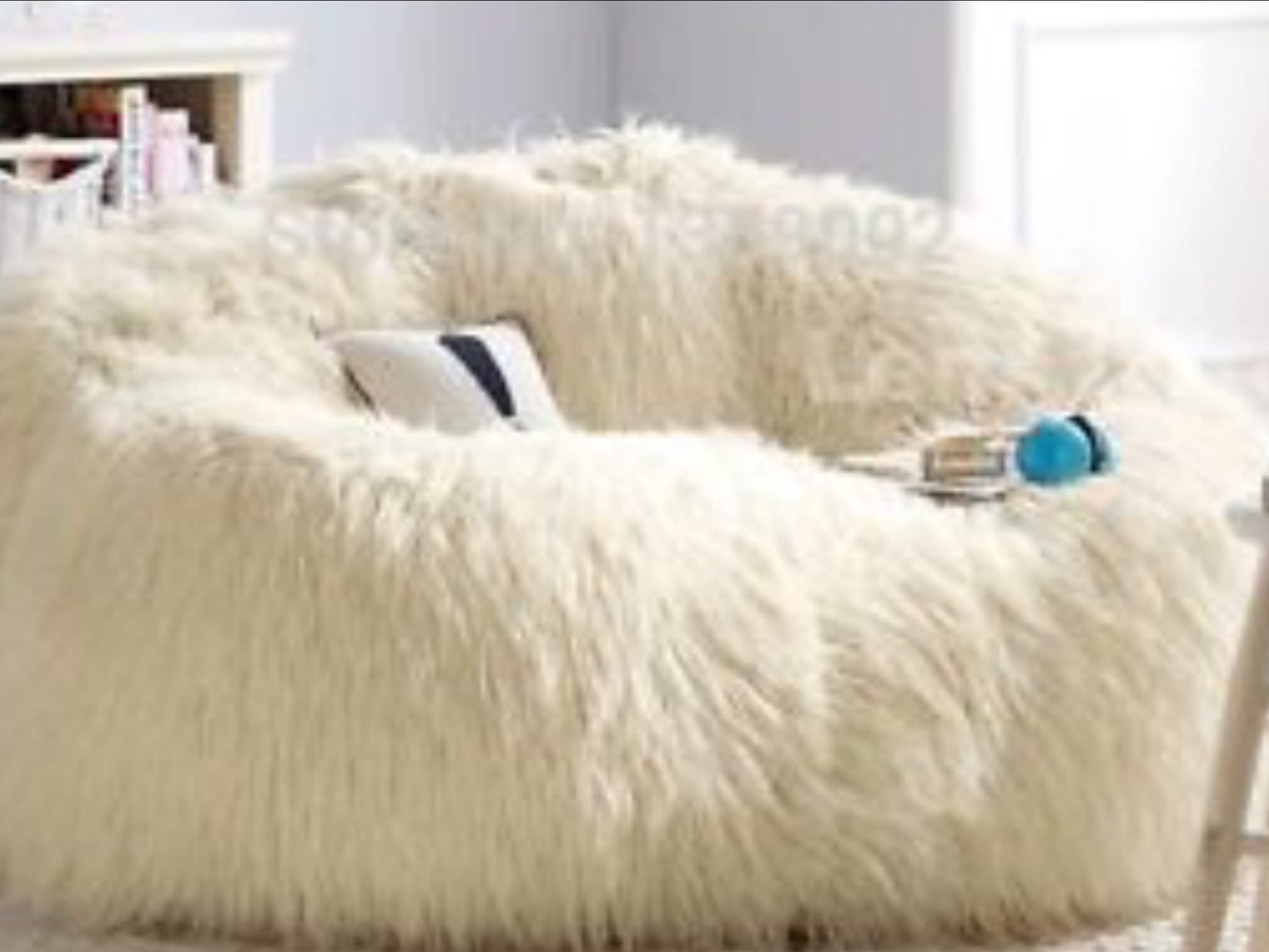 X LARGE Luxury Faux Fur Bean Bag Adult Beanbag Chair Cream Natural 