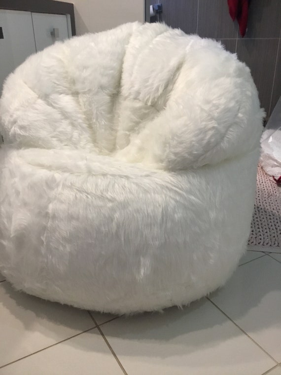 White Fur Bean Bag Sofa Adult Bean Bag Chair Minimalist Bean Bag