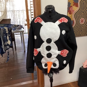 Ugly Christmas Sweater, unisex Christmas sweater Funny Christmas shirt, decorated Christmas sweater, black Christmas sweater, free shipping