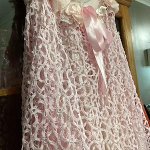 Pale Pink magnolia rose boho chic  double layer crochet skirt, floral trims wedding skirt, lace skirt, free shipping