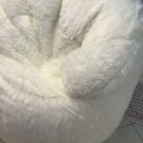 White Fur Bean Bag Sofa Adult Bean Bag Chair Minimalist Bean Etsy