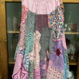 225246 Rosy Mosiac Patchwork Button Skirt main image 1