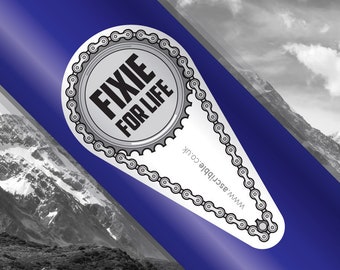 FIXIE FOR LIFE! Bike Top Tube or Stem Sticker (0175)