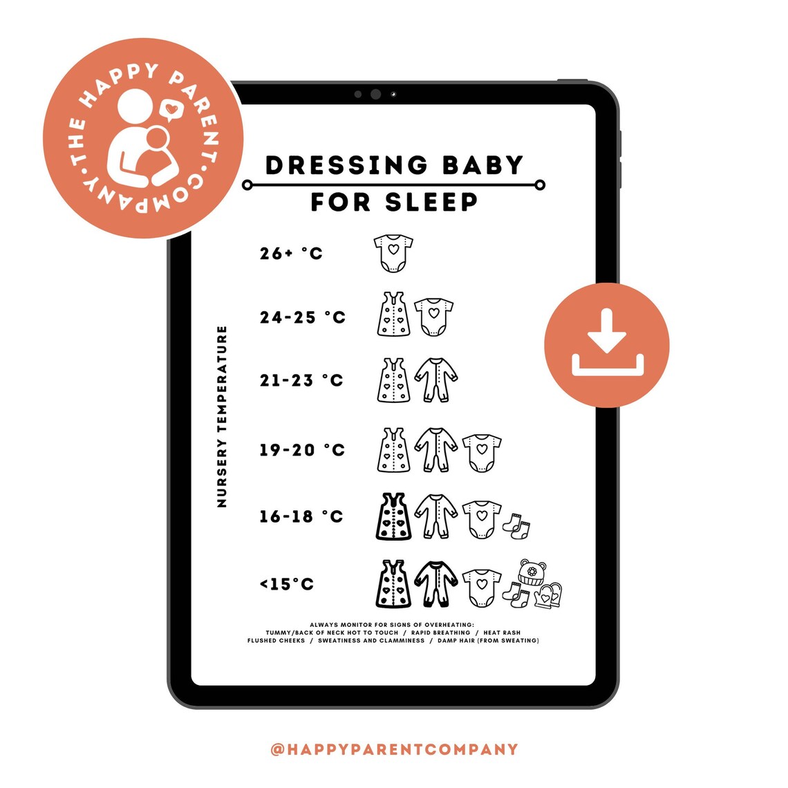 Dressing Baby for Sleep Printable, Baby Sleepwear Guide for Babysitter