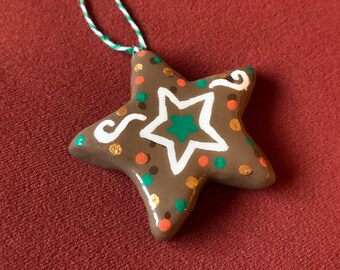 Mini Gingerbread Star Christmas Tree Decoration; Christmas ornament; Christmas decorations; clay Christmas decorations