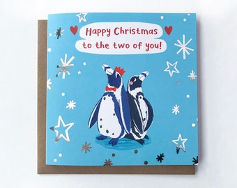 Happy Christmas to the Two of You Penguin Card, Original Design
