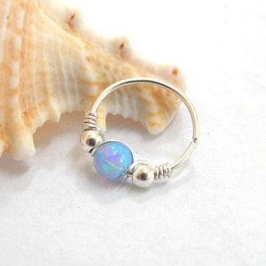 Helix Earring - Silver helix - Opal NOSE Rings - Ring - Nose Ring - Septum Piercing - Cartilage Hoop opal helix hoop helix piercing