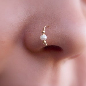 Nose hoop - Gold Filled Nose Ring - Gold Nose Hoop - Pearl Nose Jewelry - Nostril Hoop - Nose Piercing - Nose Earring - Nostril Jewelry