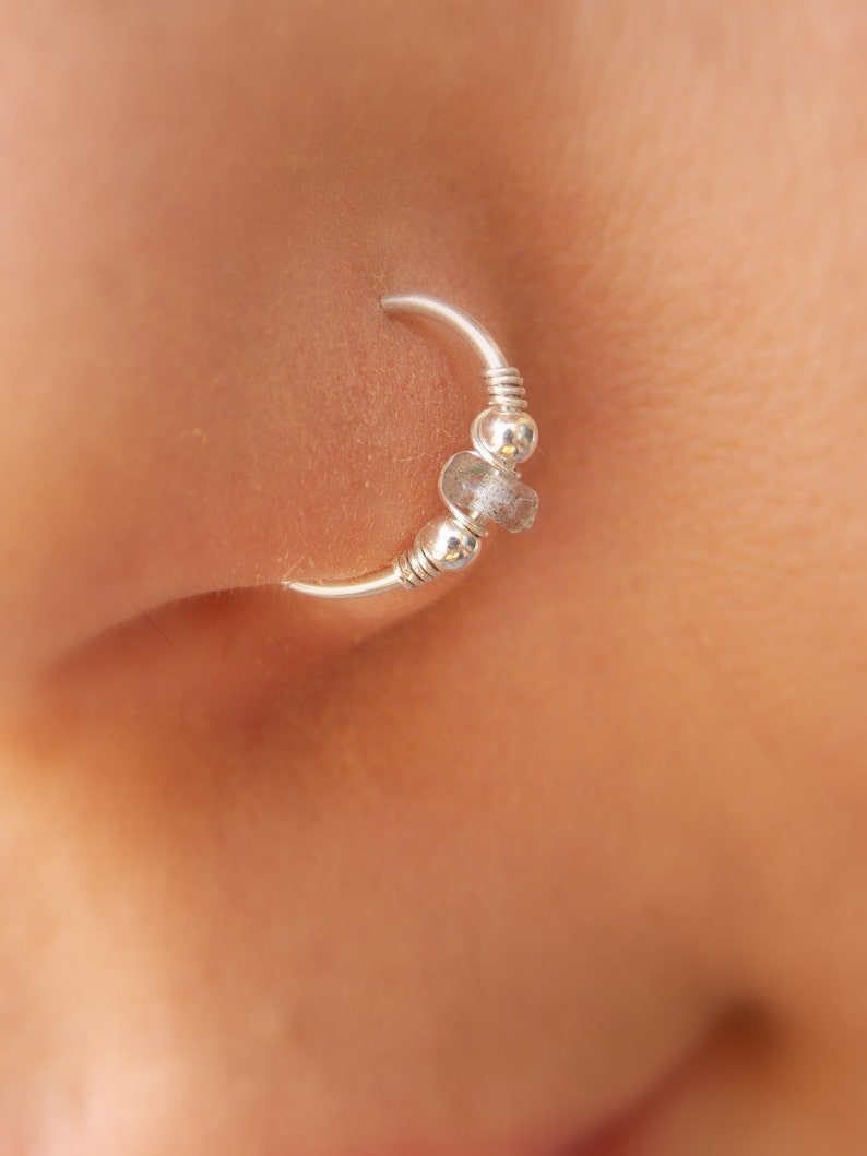 Gold Filled Nose Ring Helix Hoop -Silver Hoop -gemstone Thin Nose Ring cartilag Nose Piercing Ring Nose Ring Tiny Hoop Nose Ring