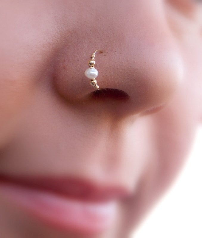 Pearl Nose Stud Indian Nose Clip Non Piercing Nose Ring Nose Jewelry Gold  Plated | eBay