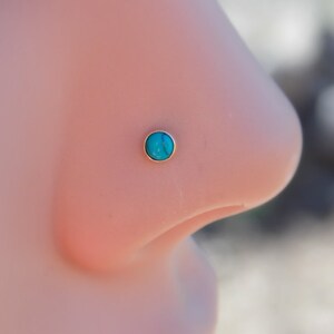 turquoise  Nose Stud - 3mm turquoise  Stud - Nostril stud - Nose Jewelry - L Shaped stud - Cartilage Stud - 20 Gauge Stud - Stud Piercing