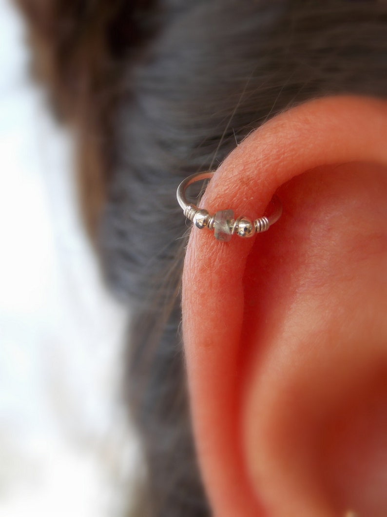 Gold Filled Nose Ring Helix Hoop -Silver Hoop -gemstone Thin Nose Ring cartilag Nose Piercing Ring Nose Ring Tiny Hoop Nose Ring