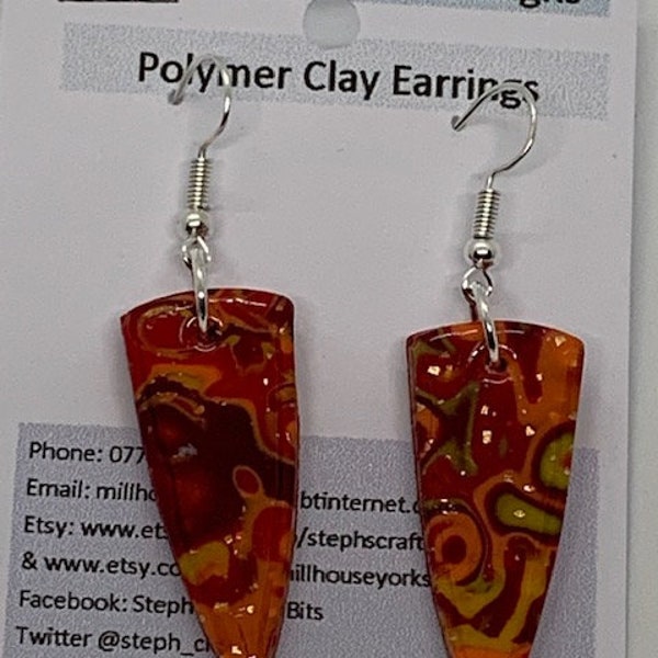 Boucles d’oreilles en argile polymère, boucles d’oreilles faites à la main