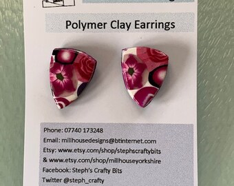 Handmade polymer clay earings, polymer clay stud earrings, handmade stud earrings, stud earrings