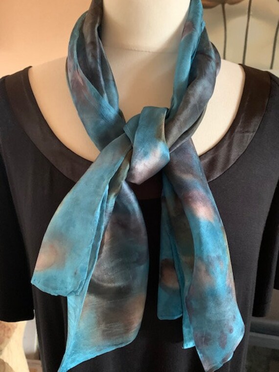winter gift christmas gift Hand dyed Silk Scarf wide silk scarf Scarf Silk Scarf Gift for Her  Natural silk scarf