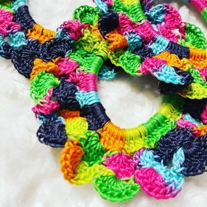 PATTERN/Scrunchie Pattern/Crochet Scrunchie Pattern/Easy Crochet Pattern/Easy Crochet Scrunchie Pattern/Neon Flowers Scrunchie Pattern