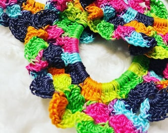 PATTERN/Scrunchie Pattern/Crochet Scrunchie Pattern/Easy Crochet Pattern/Easy Crochet Scrunchie Pattern/Neon Flowers Scrunchie Pattern
