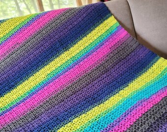 PATTERN/Crochet Afghan Pattern/Easy Crochet Afghan Pattern/Neon Signs Afghan Pattern/Crochet Blanket Pattern/Easy Crochet Blanket Pattern