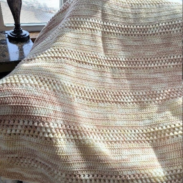 PATTERN/Bauble Stripes Throw Crochet Pattern/Easy Crochet Afghan Pattern/Crochet Blanket Pattern/Easy Crochet Pattern/Crochet Throw Pattern