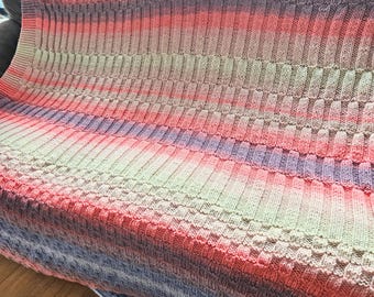 PATTERN/Arroyo Knit Blanket Pattern/Knit Basketweave Blanket Pattern/Knit Afghan Pattern/Easy Knit Afghan Pattern/Easy Knit Pattern