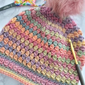 PATROON/Klassiek haakpatroon clusterbeanie/patroon slouchy muts/patroon gehaakte muts/haakpatroon/gemakkelijk gehaakt patroon slouchy muts