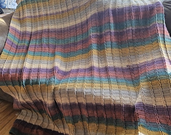 MODELLO/Modello per coperta da fidanzato all'uncinetto/Modello per plaid all'uncinetto/Modello per filato a torta all'uncinetto/Coperta a coste/Decorazione per la casa all'uncinetto facile e veloce