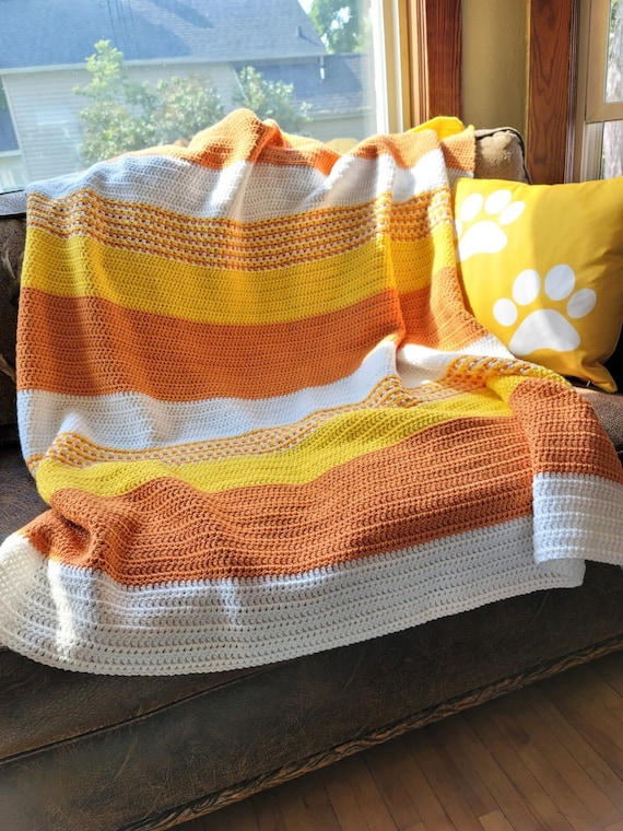 PATTERN/Crochet Afghan Pattern/Candy Corn Afghan Pattern/Halloween Afghan Pattern/Halloween Throw Pattern/Crochet Pattern/Easy Crochet
